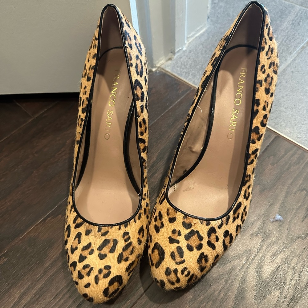 Franco Sarto Leather Cheetah Animal Print Heels size 7.5